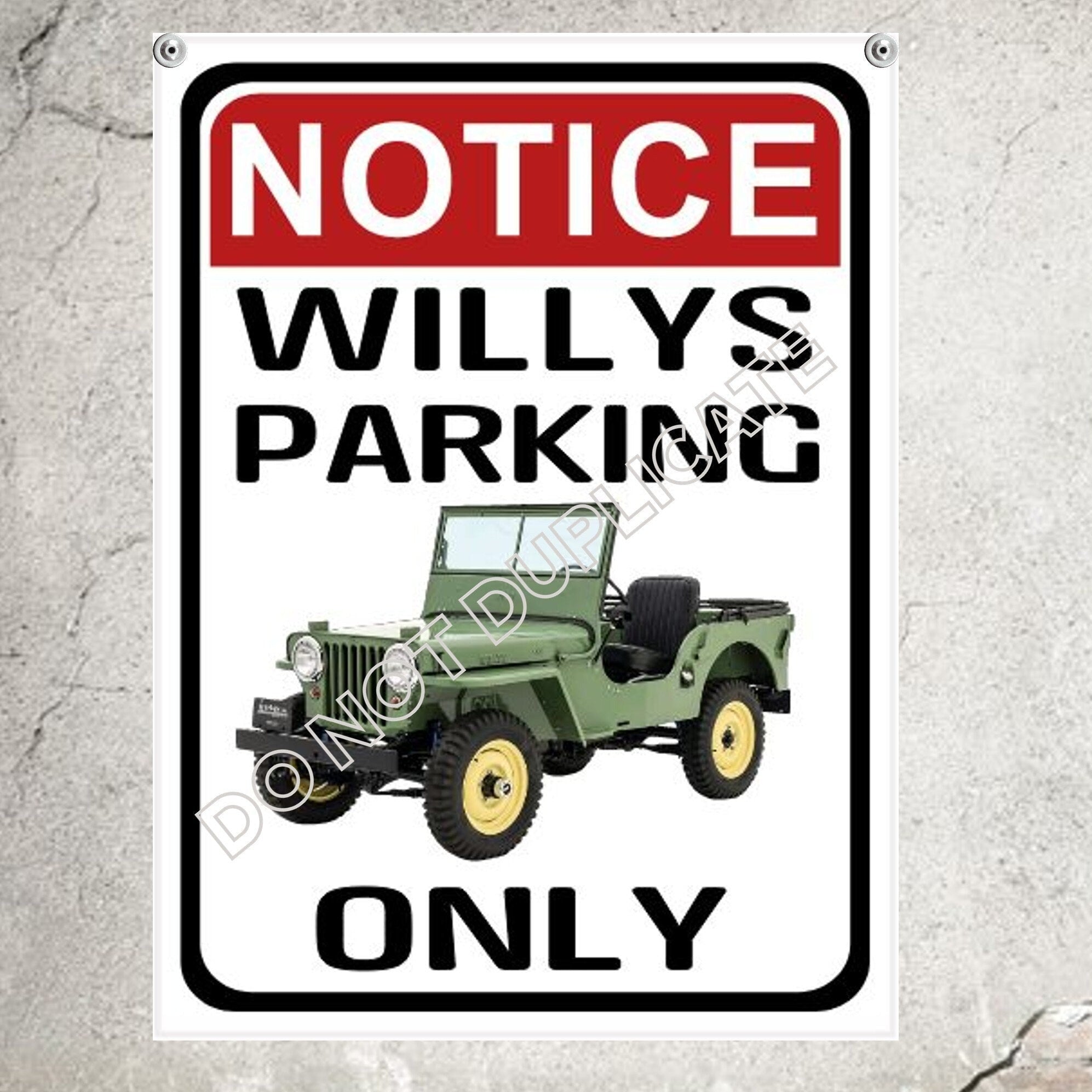 thumbnail image 2 of Vintage Jeep Parking Only Metal Sign - Rusted Look - Wall-Color 18773 2 of 5