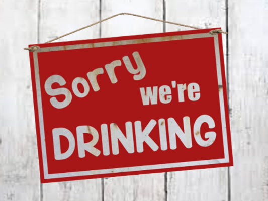 sorry we're drinking bar sign dorm room wall decor