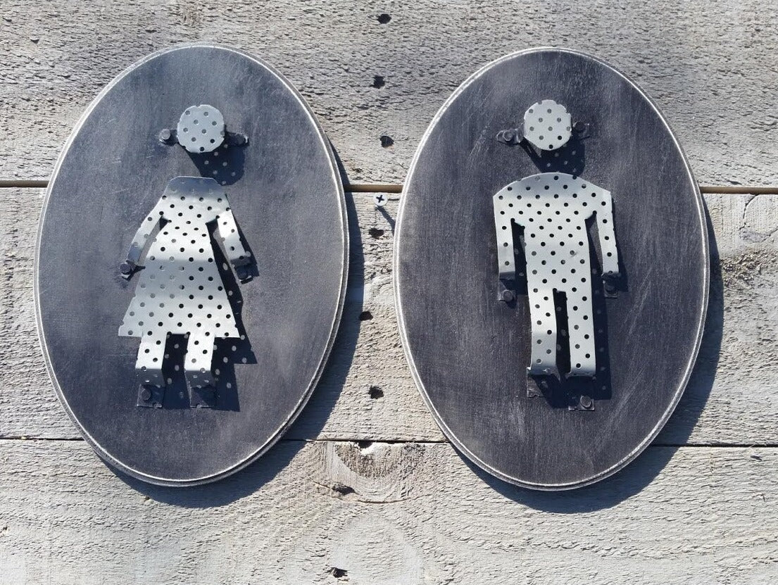 mens and womans bathroom restroom sign