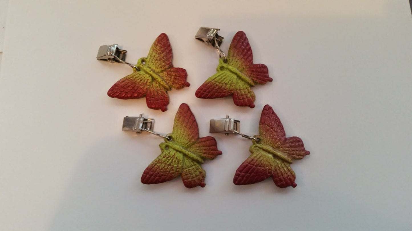 table cloth / curtain weights butterflies green and red