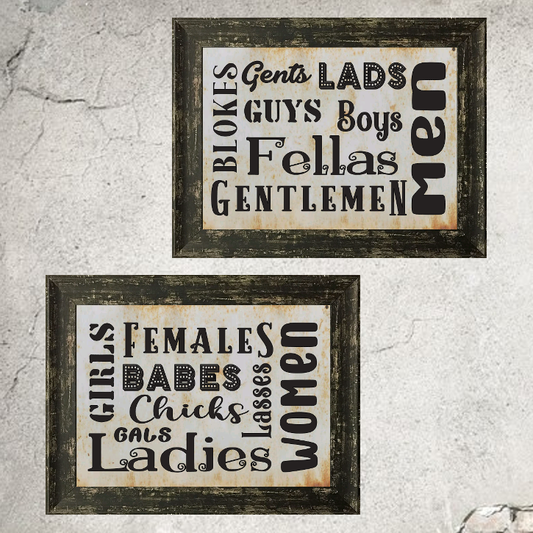 Bathroom Signs Boys and Girls Handmade In 2 Styles