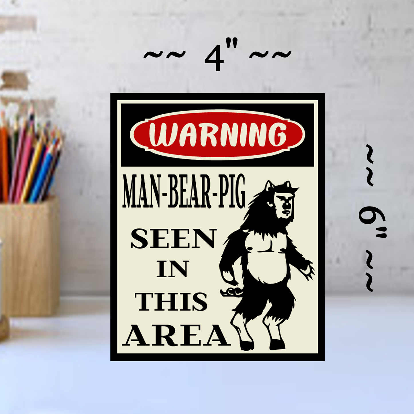 south park sign man bear pig warning sign small vertical