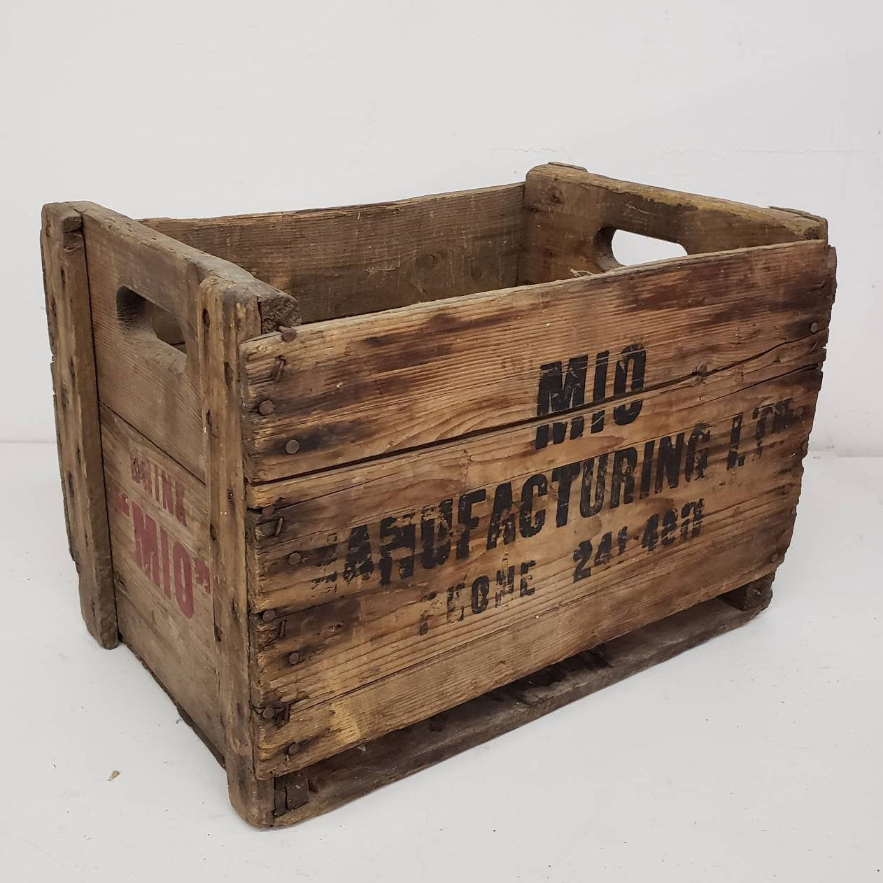 mio crate vintage wooden soda delivery box