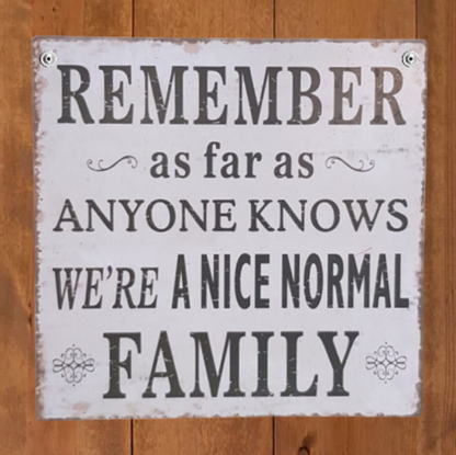 Cute Little Home Decor Sign Remember We're A Nice Normal Family Sign