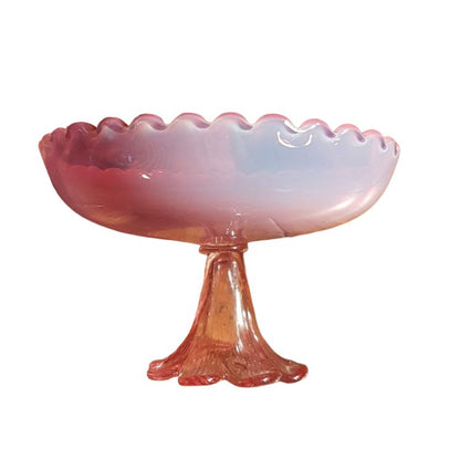 Pink Opalescent Vaseline Glass Candy Dish - Wainfleet Trading Post