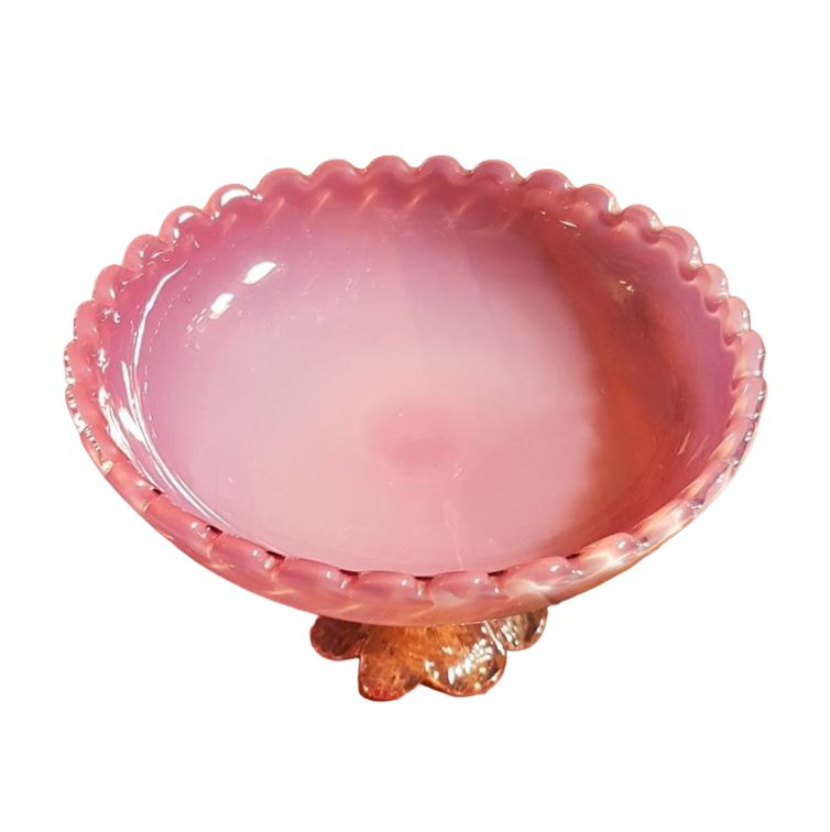 Pink Opalescent Vaseline Glass Candy Dish - Wainfleet Trading Post