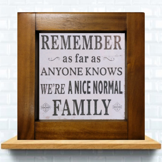 Cute Little Home Decor Sign Remember We're A Nice Normal Family Sign ...