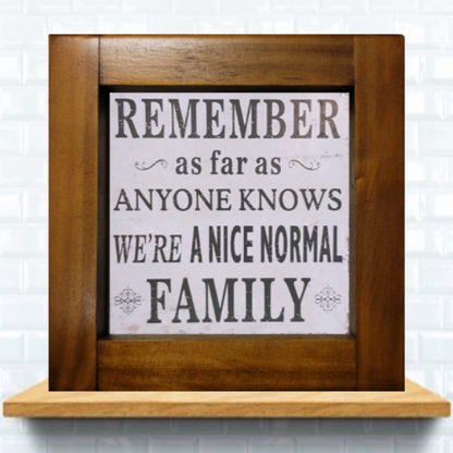 Cute Little Home Decor Sign Remember We're A Nice Normal Family Sign