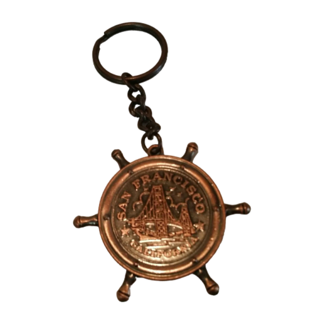 Vintage San Francisco Bronze Ships Wheel Keychain