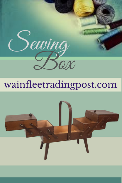 vintage cantilever wooden sewing box / basket
