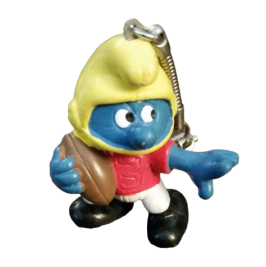 Vintage Keychain Smurf Playing Football Keychain