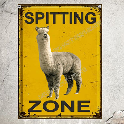 Zoo Sign Notice Spitting Zone Llama Sign Alpaca