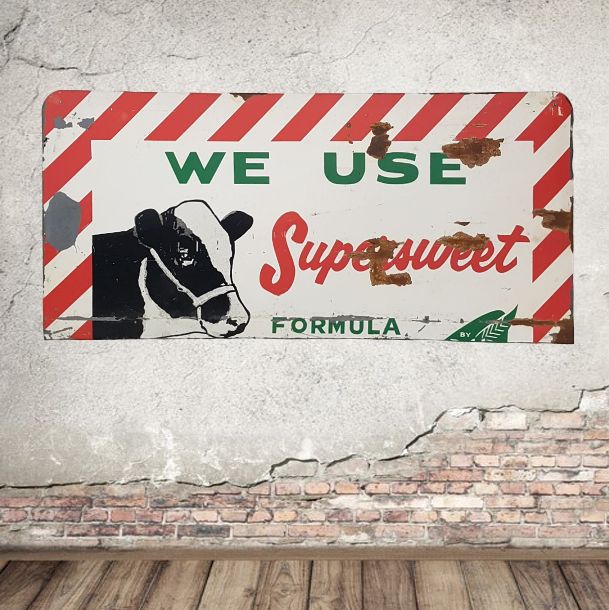 Antique Tin Farm Sign Supersweet Feeds Great Chippy Look