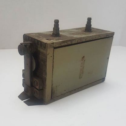 Antique Pontiac wooden T coil with embossed Pontiac Coil Co., Michigan.