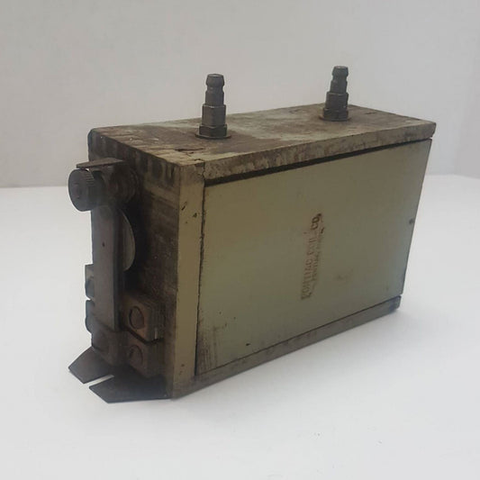 Antique Pontiac wooden T coil with embossed Pontiac Coil Co., Michigan.