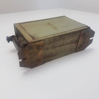 Antique Pontiac wooden T coil with embossed Pontiac Coil Co., Michigan.