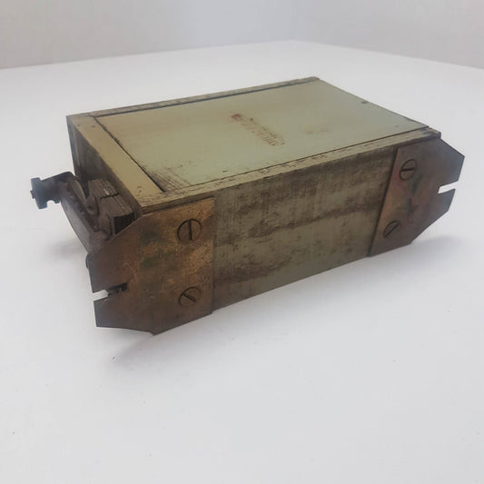 Antique Pontiac wooden T coil with embossed Pontiac Coil Co., Michigan.