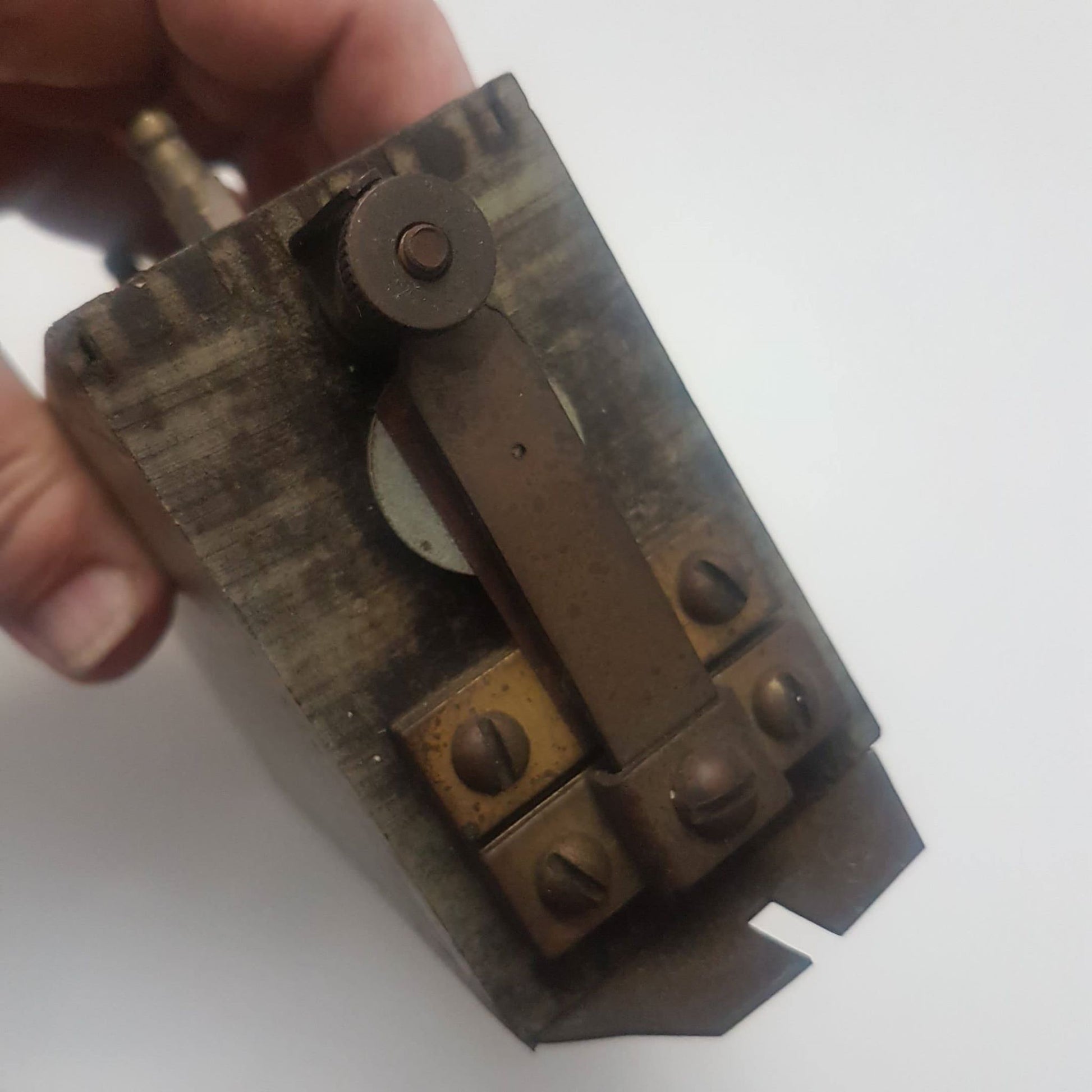 Antique Pontiac wooden T coil with embossed Pontiac Coil Co., Michigan.