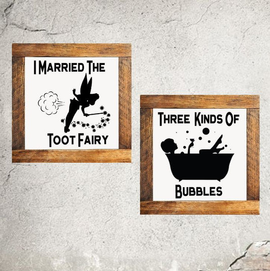 Mini Bathroom Signs Toot Fairy & Bubbles