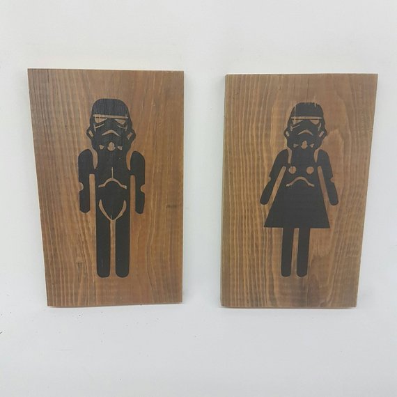 mens and womans bathroom restroom sign storm troopers