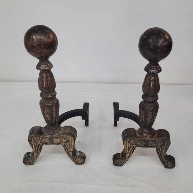 vintage brass andirons antique fireplace accessories