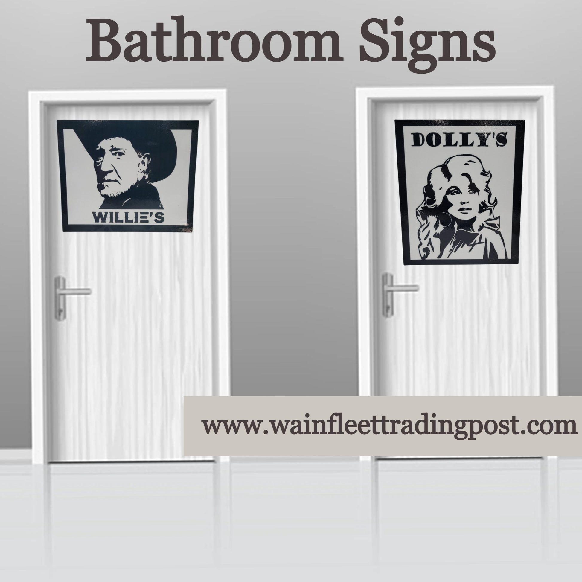 willie and dolly  bathroom restroom sign country & western