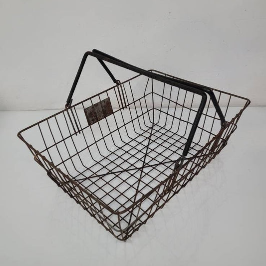 wire garden harvest basket vintage shopping basket farmhouse decor