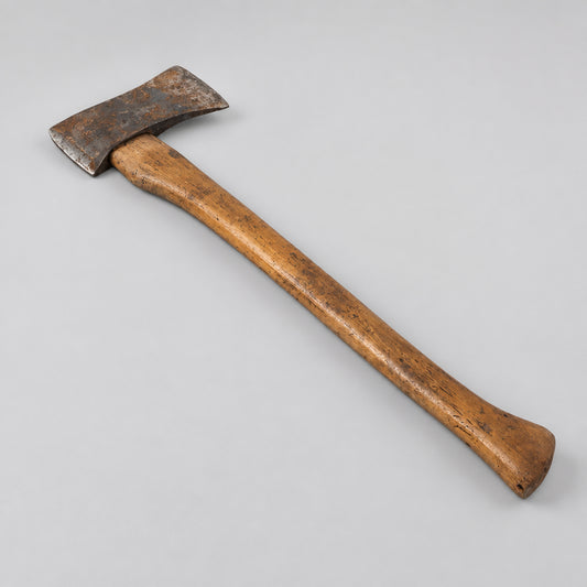 woodcutting axe steel head wooden handle